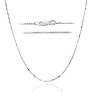 925 Sterling Silver Necklace for Women, Box Chain 1mm, Lobster Claw Clasps